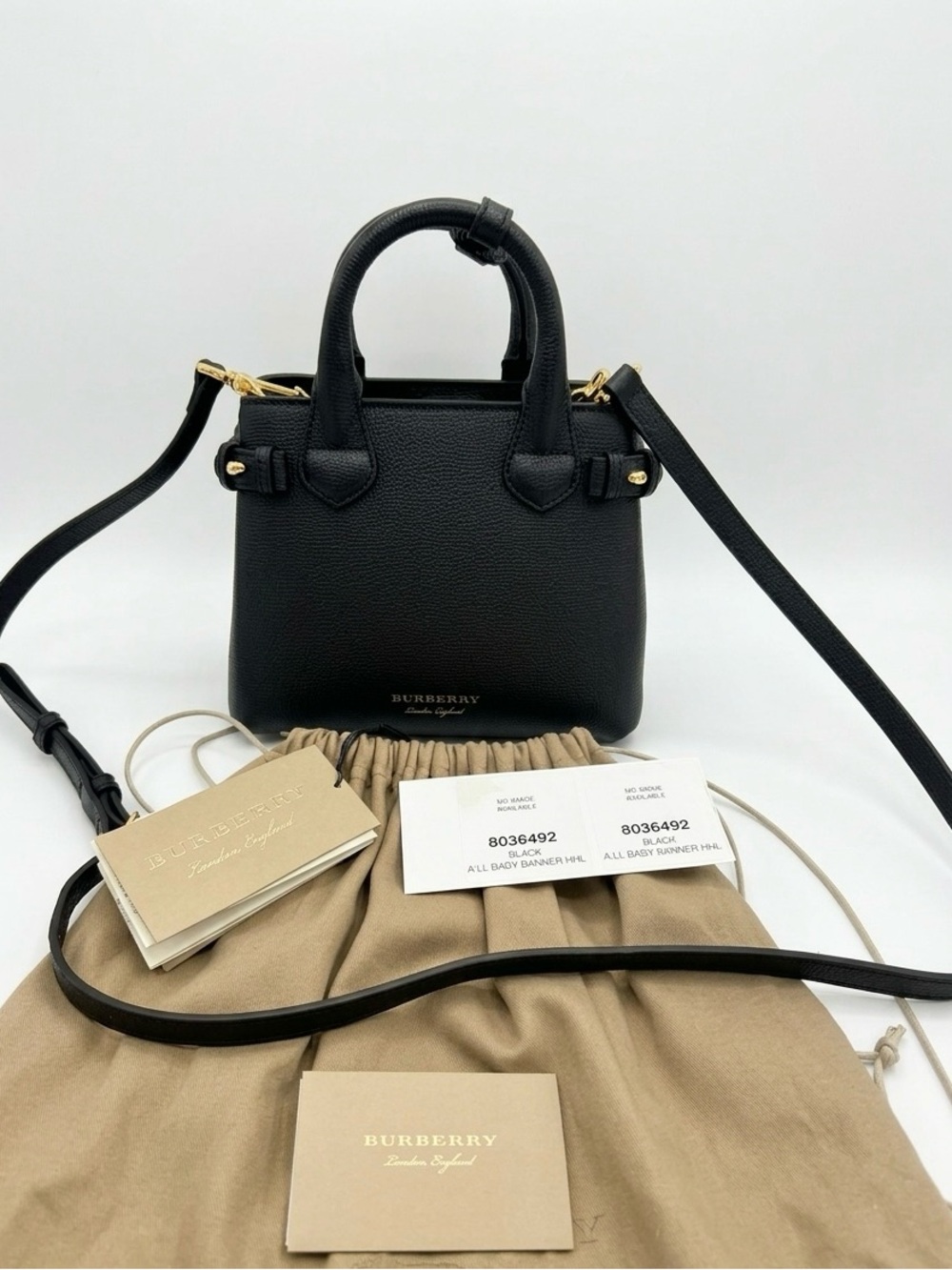 Burberry Baby banner small black satchel bag